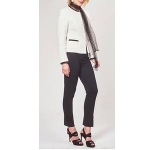 Talbots | 14 | Cream Zip Jacket with Black Contrast Trim